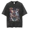 Eren Jager Attack on Titan Summer Streetwear Washed T-Shirt Anime Graphic Print TShirt Men Harajuku Cotton Oversize Vintage Tee