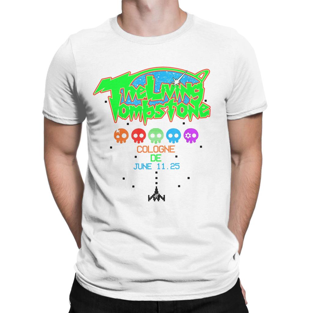 The Living Tombstone World Tour T Shirt Men Pure Cotton Funny T-Shirt O Neck Rock Tees Short Sleeve Clothes Plus Size