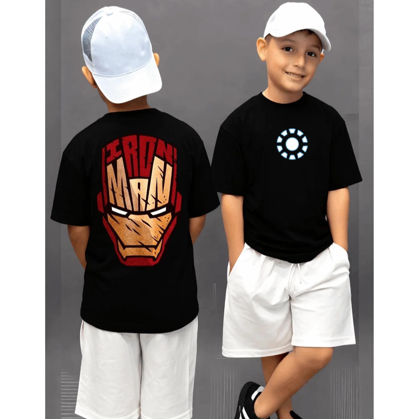 

Marvel Iron Man Kids T Shirt Boys and Girls Superhero Cartoon Graphic Tee Cotton Summer Casual Short Sleeve Top 110