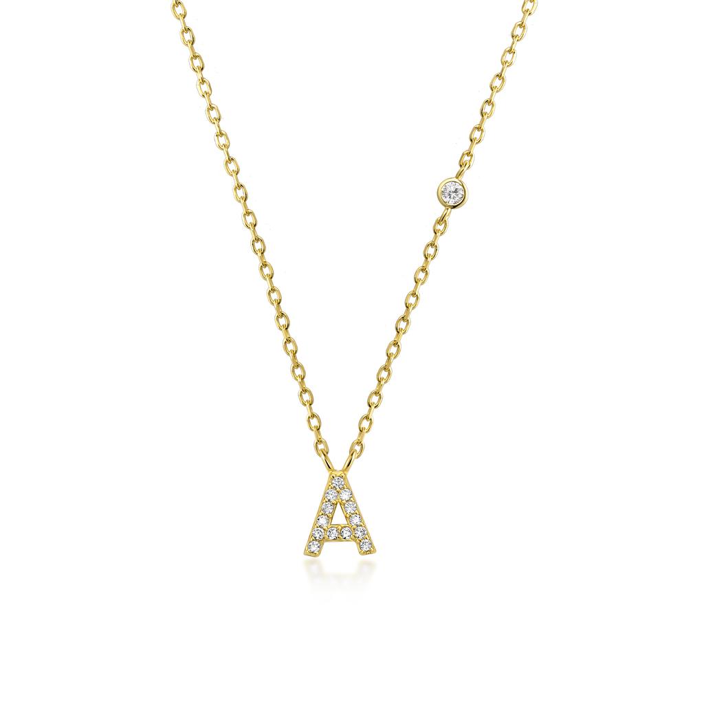 ANDYWEN 925 Silver Gold Small 26 Letters A- Z Zircon CZ Pendant Monogram Necklace Me Initial Alphabet M A Jewelry