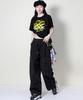 Deumakeu Real Street Wide Contrast Stitch Cargo Track Pants Black