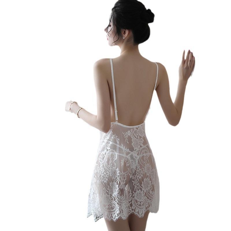 Sexy sexy lingerie women tease backless transparent plus size suspender lace eyelashes pure desire