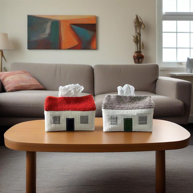 1PC Fabric Tissue Bag Kitchen Acceesories Small House Tissue Bag Cartoon Tissue Cover Thickening 15x12.5cm