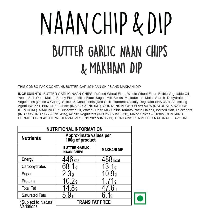 Чесночные чипсы с соусом Макхани (80 г), Butter Garlic Naan Chips With Makhani Dip,  Wingreens Farms