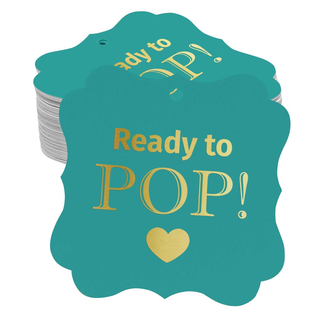 Inkdotpot Real Gold Foil Ready To Pop Baby Shower Tags Favor Bracket Shape Hang Pack Of 100 Paper