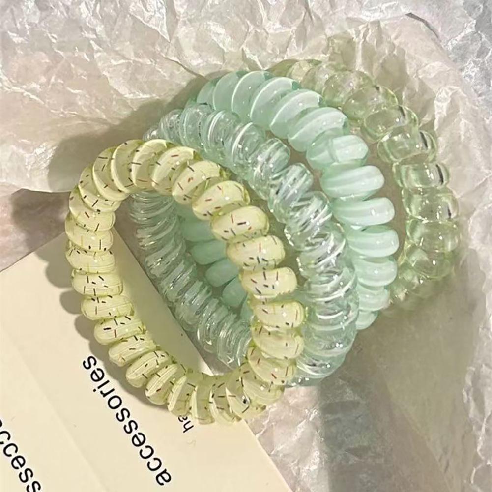 6pcs/set Gradient Telephone Wire Hair Tie Seamless Versatile Translucent Rubber Band Headwear Hair Accessories for Women