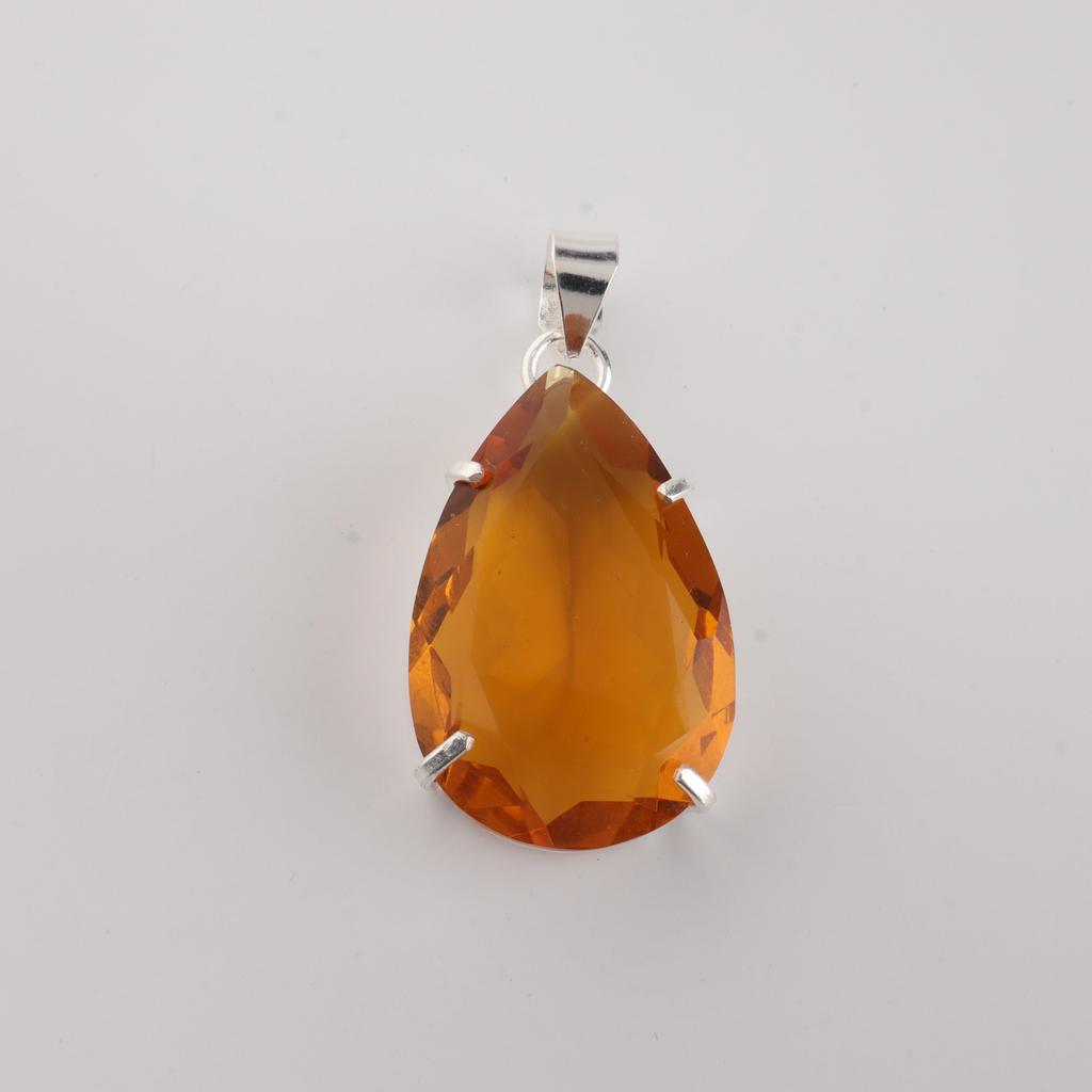 Yellow Citrine Gemstone 925 Sterling Silver Jewelry Fashionable Pendant 1.60" For Women PP-67-9