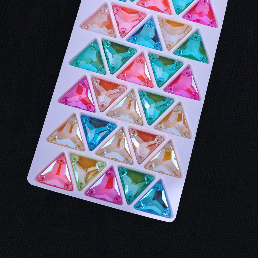 Neon Fluorescent Triangle Hand-Sewn Drill, Glass Rhinestone Flat Buckle Diy Accessories Clothing Wedding Materials Accessories