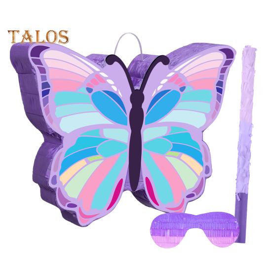 

Бабочка Пиньята Детская пиньята с веревочкой и палочкой, конфетти с завязанными глазами для девочек, интерактивные принадлежности для дня рождения, реквизит для фотосъемки, держатель для конфет фиолетовый