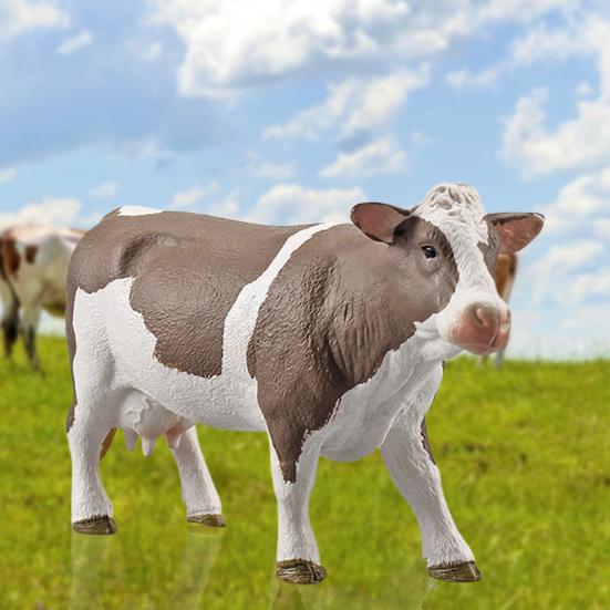 Animal Model Solid Meticulous Workmanship Plastic Simmental Cow Animal Model for Desktop Decoration