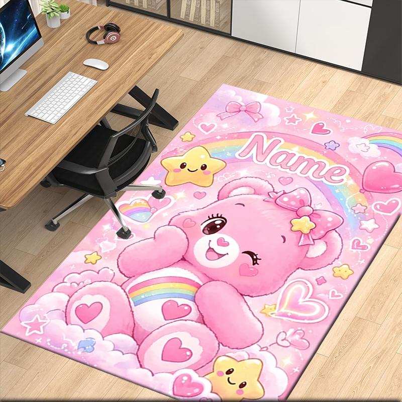 Custom Name Bear Printed Carpet Rug For Office Chair Living Room Bedroom Kitchen Room Decor Gifts