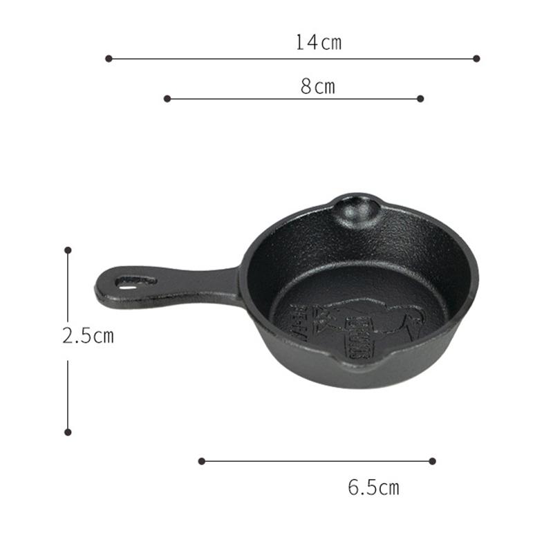 Thickened Cast Iron Mini Egg Frying Pan 8/10cm Double Drip-Spouts Mini Cooking Pot Uncoated Wooden Handle Non Stick Frying Pan
