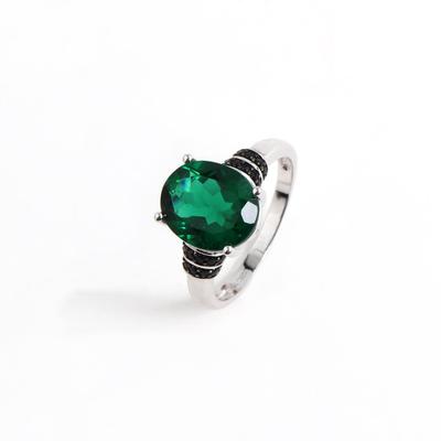 925 Sterling Silber Ring großer Stein Geschaffener ovaler 10*12mm Smaragd Nano Vintage feiner Schmuck für Damen Hochzeitsbankette Geschenk