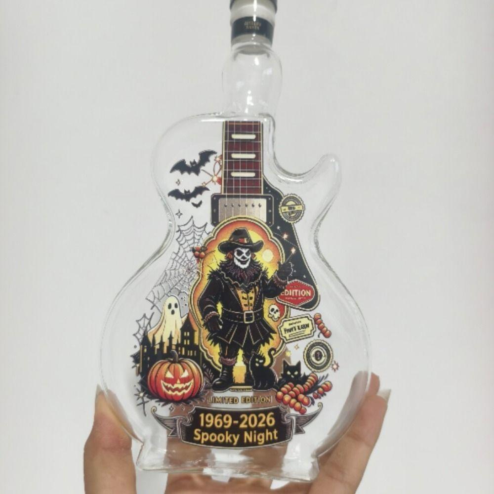Pumpkin Guitar Liquor Storage Bottle Ghost Empty Wine Bottle Clear Glass Bottle Halloween Holiday