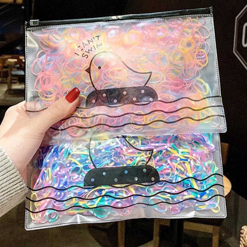 1000Pcs Disposable Rubber Bands Elastic Hair Ties Rings Band Kids Girl Ponytails