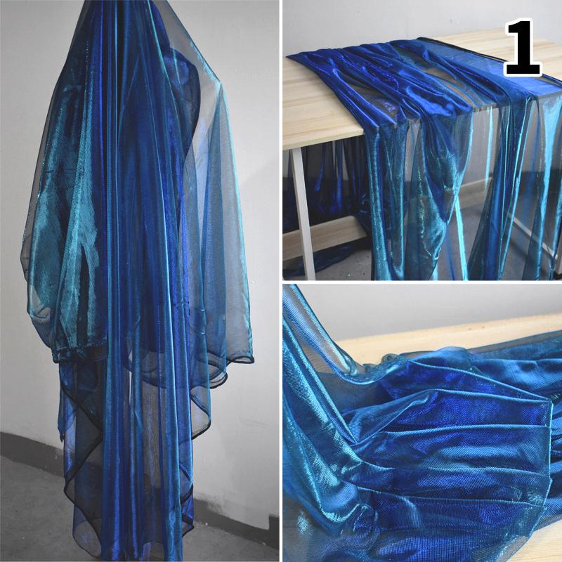 Laser Crystal Blue Gradient Mesh Gaze Designer Stoff Weiches Garn Spitze Schleier Stoff Für Diy Nähen Kleid Rock Hanfu Bühne Kleidung