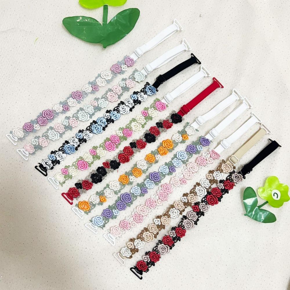 Adjustable Floral Bra Straps with Lace Trim Flower Lingerie Strap Fashion Underwear Strap Women