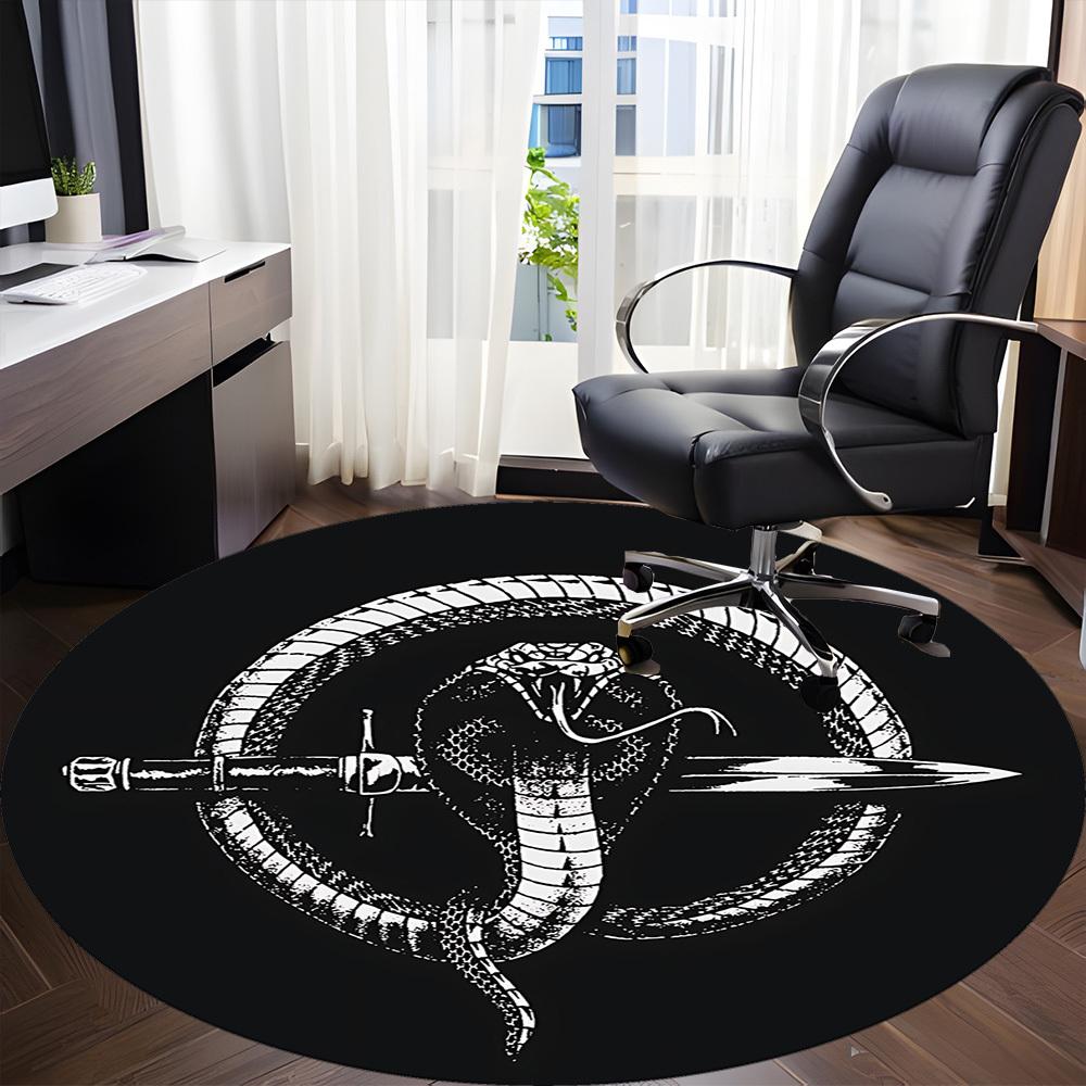 1 stuks Slang Dolk Kantoor Ronde Vloerkleed, Onder Kantoorstoelen Slaapkamer Woonkamer Huisdecoratie, Kamer Decoratie, Verkrijgbaar in Verschillende Maten