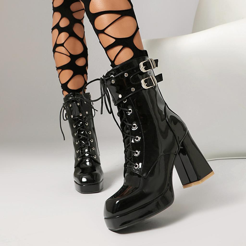 High Heel Martin Boots Women's British Thick-soled Medium Cigarette Boots Chelsea Short Boots Short Boots