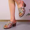 The new large-size shoes are simple, European and American style thick-heeled slippers.