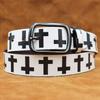 Cross Black and White Printed Belt, Real Cowhide Versatile Simple Belt, Personalized Genuine Leather Belt