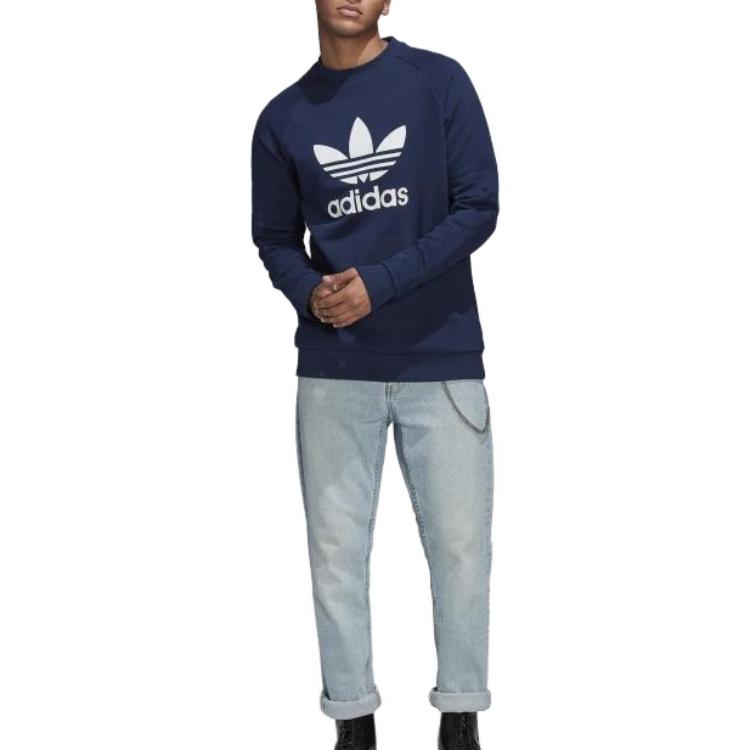adidas Originals Sweatshirts Men's Dark Blue Crew Neck Moderate Regular HK5294