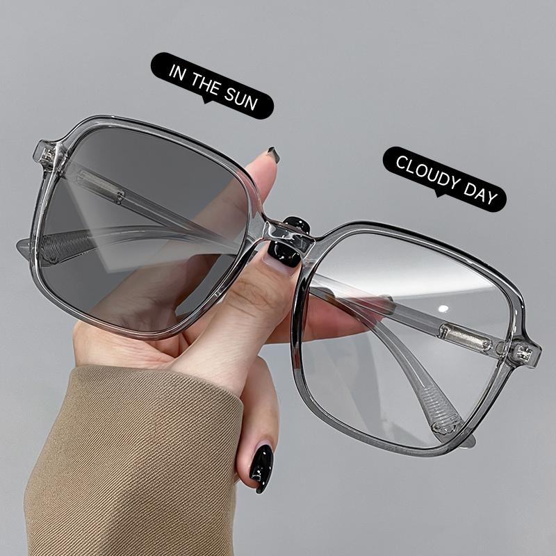Must Have Square Photochromic Sunglasses Fashion Sunglasses Season Oversized Trendy Frame Sun Protective Uv Protection