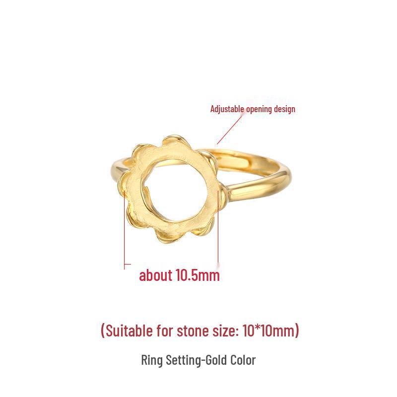 

Винтажное цветочное DIY янтарное круглое кольцо-сеттинг для женщин, 10x10 мм