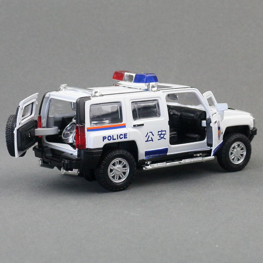 Car Alloy Model H3 Police Suv With Lights And Sound Effects For Play Kids