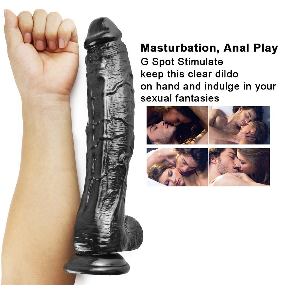 Black Huge Realistic  Dildo with Suction Cup Big Fake Dick Penis Butt Plug for Women Men Gay - Erotic Adult Sex Shop Toy