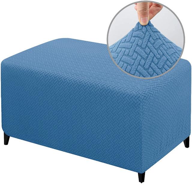 Jacquard Ottoman Cover Stretch Durable Footstool Cover Bench Stool Cover Washable Furniture Protector Stool Cover