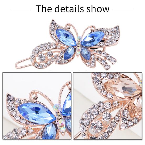 Fashion Women Butterfly Shape Rhinestones Inlaid Hair Clip Hairpin Headwear