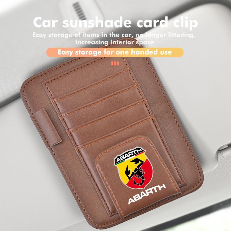 Car Sun Visor Sunglasses Clip Credit Card Pen Storage Holder For Abarth FR FIAT 500 595 695 124 Bravo Linea Siena Panda