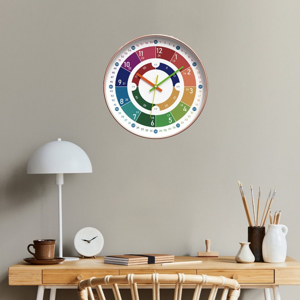 Digital Pattern Electronic Color Clock Mute Learning Wall Hanging Clock  Holiday Gift