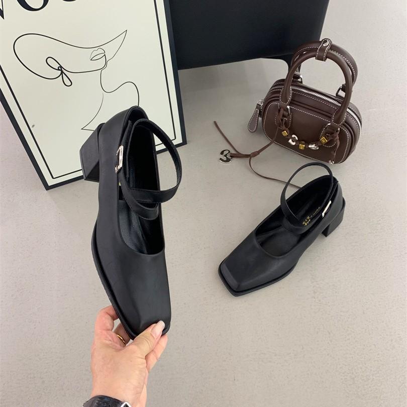 Eckiger Kopf dicker Absatz High Heels Damenschuhe Französisch Retro Silber Mary Jane Schuhe 2025 Koreanische Version Design Einzelne Schuhe