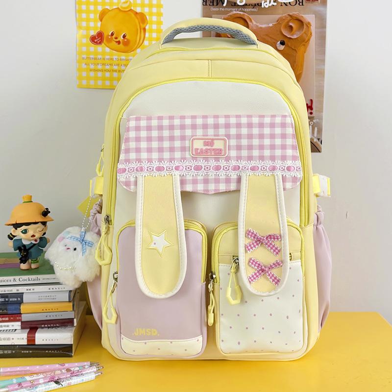 Schoolbag High Value Bow Rabbit Ear Design Student Dopamine Sweet Girl Heart Large Capacity Campus Backpack