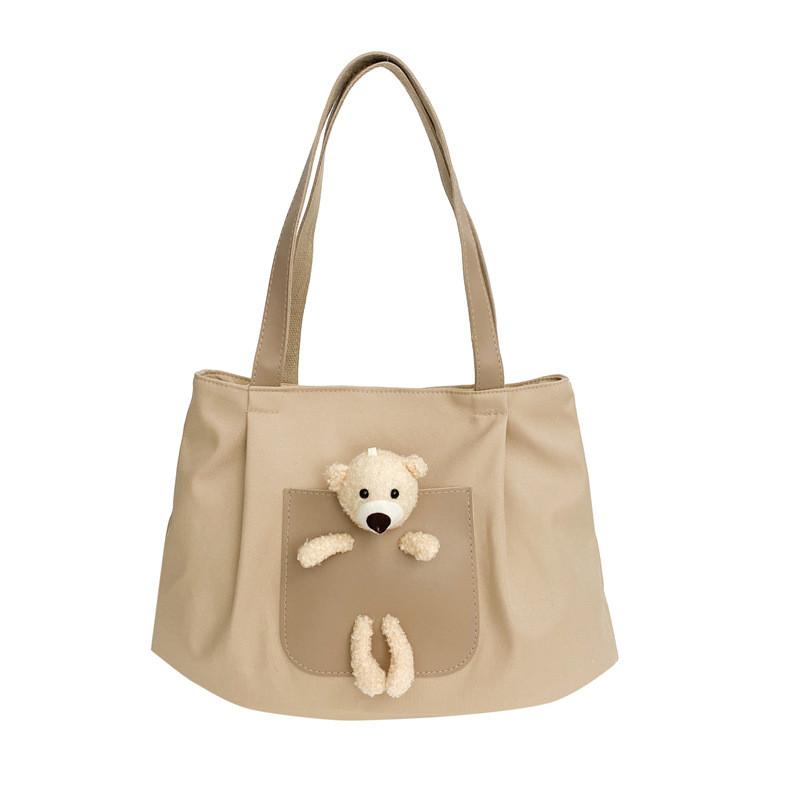 Large Capacity Casual Tote Bag For Women With Cute Bear Design Ideal For Everyday Use