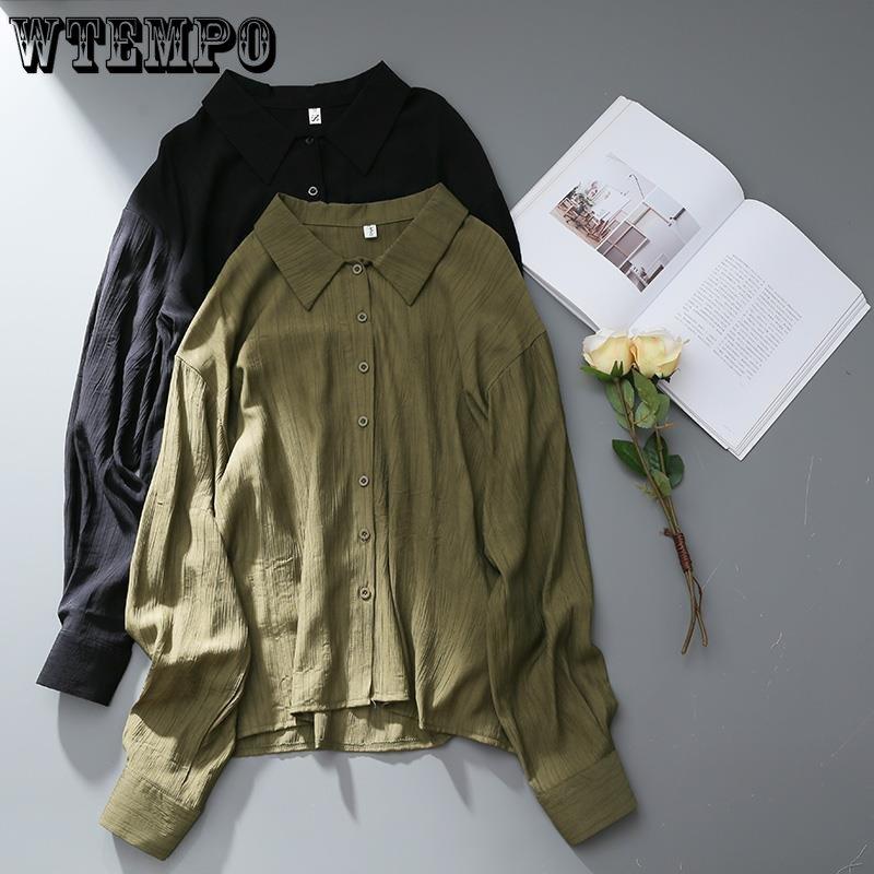 Vintage Green Shirt Spring and Autumn Women's Shirt Sunscreen Shirt with Design Sense Small Popular Loose Fashion Shirt Top