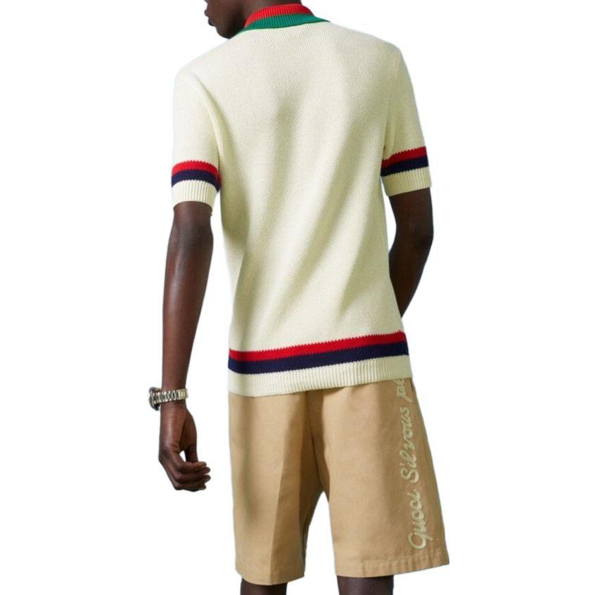 GUCCI Polo Shirts Men's Ivory Polo Collar Moderate 739954XKC9O9275