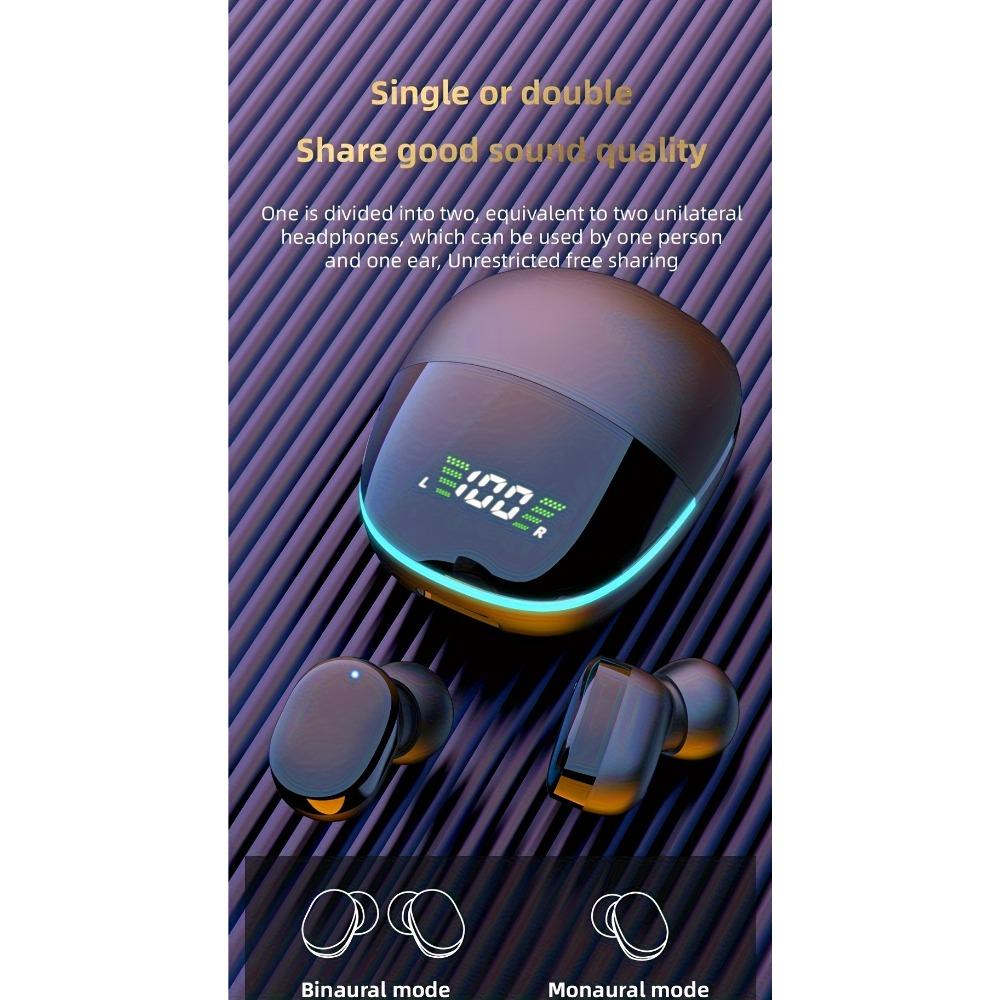 Casque sans fil tactile avec écran LED - Écouteurs intra-auriculaires TWS pour jeux, musique et sport - Compatible iOS/Android