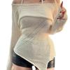2024 Summer New Arrival Fashion Wind Sexy off-the-Shoulder Long Sleeves Tops Halter Spaghetti Straps Asymmetrical Knitwear