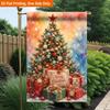 2D Flat, 2D Flat Printing Garden Flag 1pc, Christmas Tree with Gifts Durable Single-Sided Print Yard Flag, Garden & Home Holiday Decoration, 29.97x44.