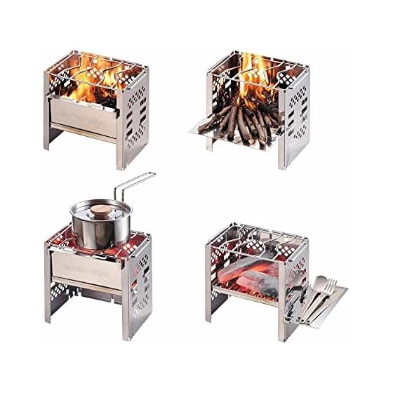 [Amazon.co.jp Limited] CAPTAIN STAG Barbecue Stove Bonfire Stand 3-in-1 Folding Kamado Smart Grill [B6 Type/B5 Type] 3 Levels Adjustable Stainless