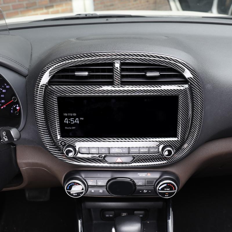 For Kia Soul 2024 2025 Car ABS Dashboard GPS Navigation Frame Cover Trim For High-End Automobiles Interior Accessories LHD