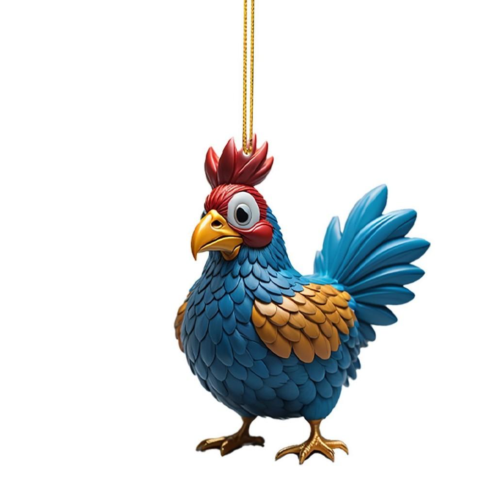 Cartoon Christmas Playful Hat Chicken Vehicle Decoration Unique Festive Home Decor Piece