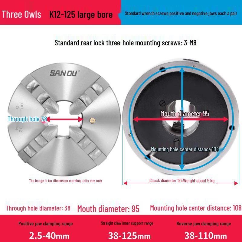 K12-80 Three-Jaw Self-Centering Manual Lathe Chuck