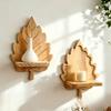 Nature Style Maple Leaf Wall Shelf Wooden Wall Mounted Leaf Shelf  for Living Room