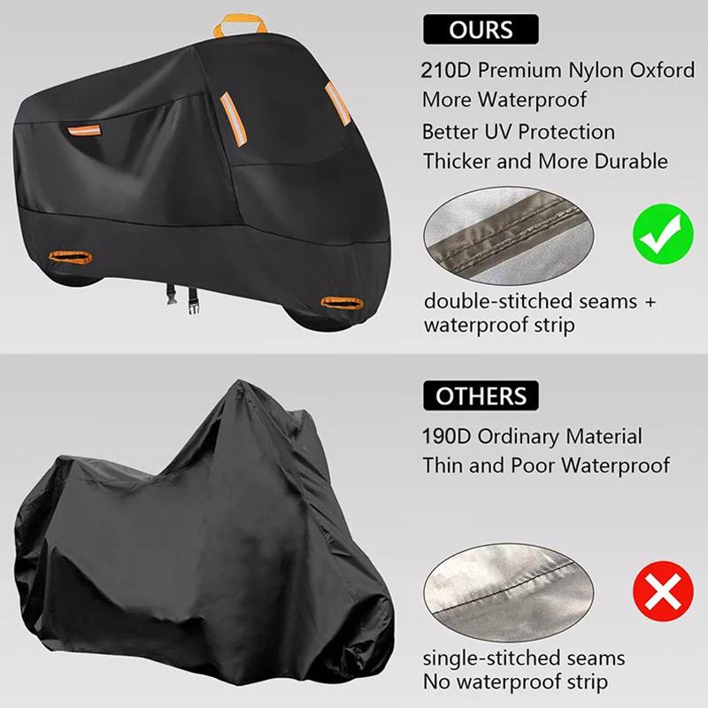 Pokrowiec na motocykl wodoodporny całoroczny pyłoszczelny ochronny UV na zewnątrz wewnątrz skuter 210D tkanina odporna na zużycie pokrowiec na motocykl