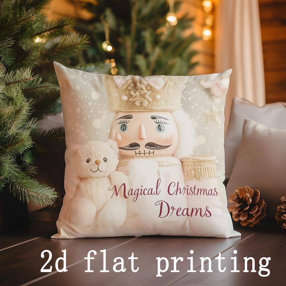 Домашний Декор Щелкунчик и Наволочки с Рождественскими Пожеланиями Узор Наволочка Подходит для Дивана Спальни Автомобиля Наволочка 16x16Inch