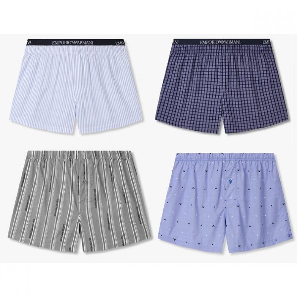 Emporio Armani Мужские многослойные хлопковые боксеры с логотипом Набор из 4 шт. 0815312097 12098 12100 12101 S(95)